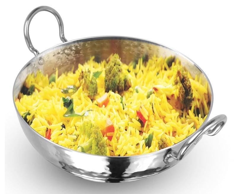 Dynore Stainless Steel Hammered Kadhai/Heavy Bottom Cookware/Kadhai/Kadhai for Kitchen/Utensils for Cooking, Deep Frying with Handle 1.5 LTR - Image 4