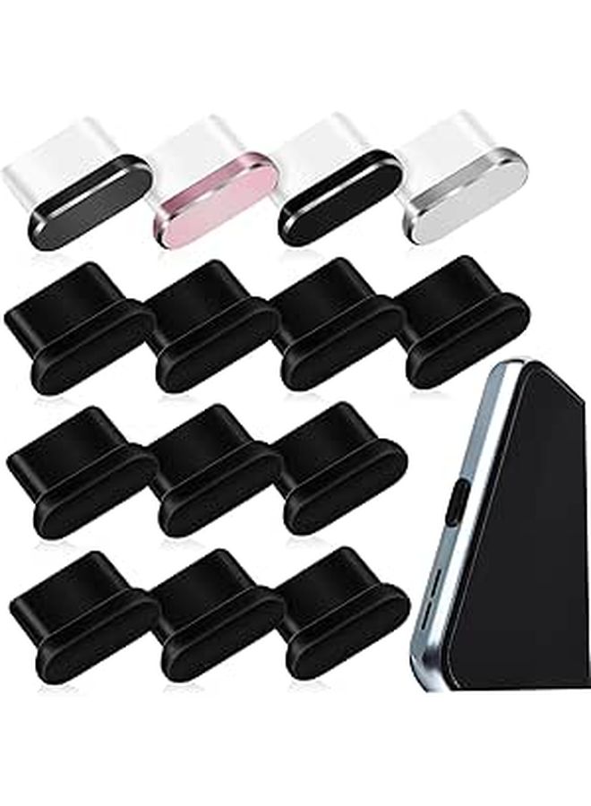 14 قطعة من سدادات الأتربة USB C أغطية نوع C لمنافذ الهاتف أسود - Image 1