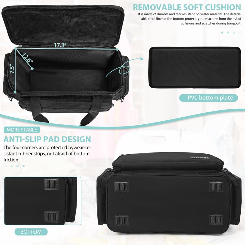 ITHWIU Sewing Machine Carrying Case with Multiple Storage Pockets for Accessories, Universal Tote Storage Bag Compatible with Most Standard Singer, Brother, Janome - Image 3