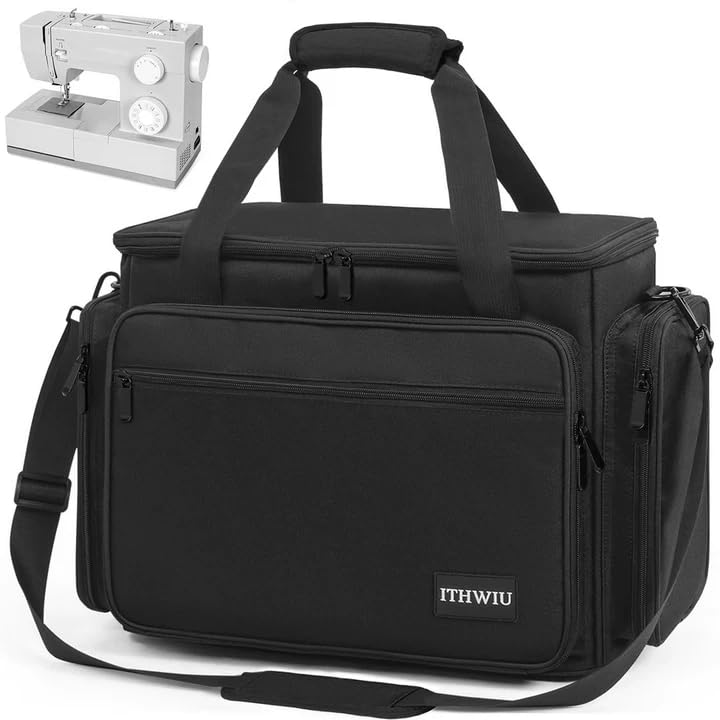 ITHWIU Sewing Machine Carrying Case with Multiple Storage Pockets for Accessories, Universal Tote Storage Bag Compatible with Most Standard Singer, Brother, Janome - Image 1