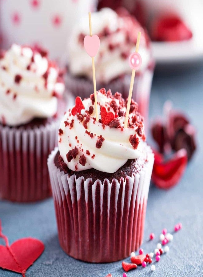 Gvhntk 200 Pcs Heart Cocktail Picks Fancy Pearl Cocktail Toothpicks 4.7 Inch Long Bamboo Cocktail Picks Pink Food Toothpicks for Appetizers Cocktail Dessert Skewers Birthday Wedding Valentines Party - Image 5