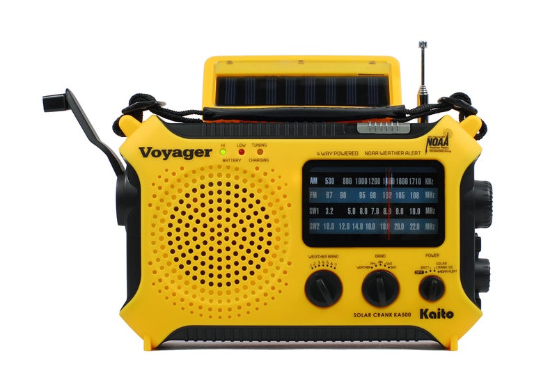 Kaito KA500 5-way Powered Solar Power,Dynamo Crank, Wind Up Emergency AM/FM/SW/NOAA Weather Alert Radio with Flashlight,Reading Lamp and Cellphone Charger, Yellow - Image 2