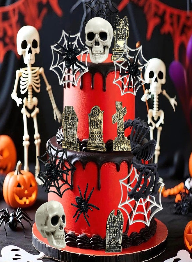 Tyotrbs Halloween Cake Toppers Tombstone Moon Cake Topper Pumpkin Skull Head Eyeballs Skeleton Hands Cake Decorations For Trick-or-Treat Halloween Party Supplies (19) - Image 2