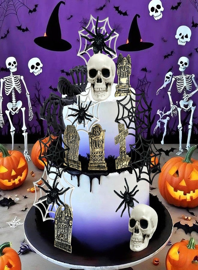 Tyotrbs Halloween Cake Toppers Tombstone Moon Cake Topper Pumpkin Skull Head Eyeballs Skeleton Hands Cake Decorations For Trick-or-Treat Halloween Party Supplies (19) - Image 5
