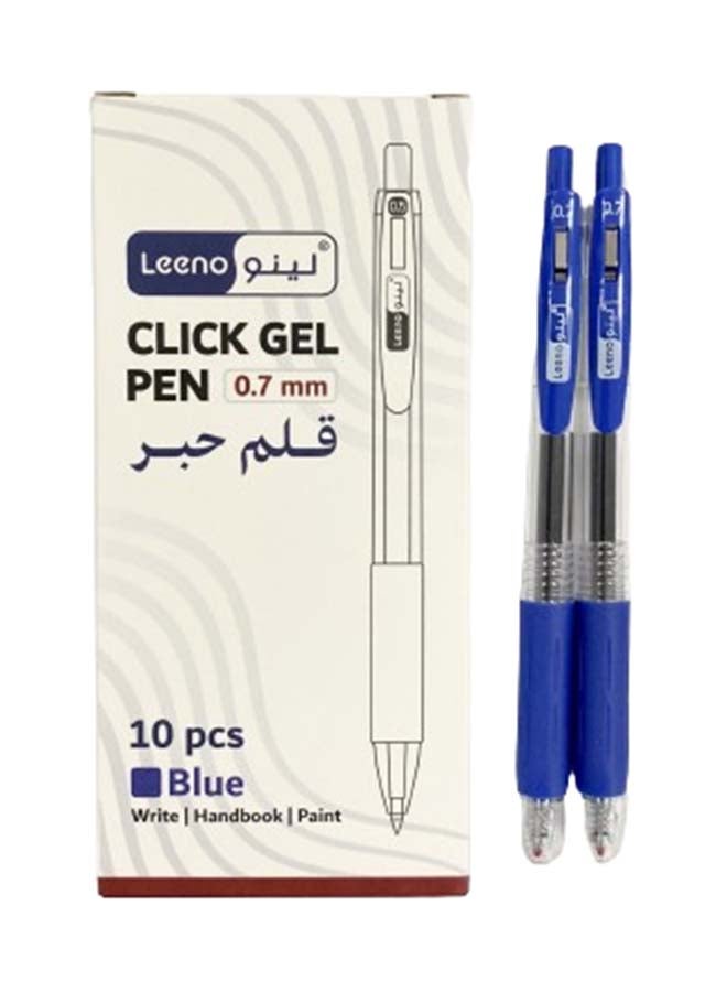 قلم جيل أزرق قابل للنقر 0.07مم 10pcs