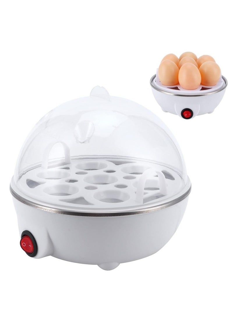 Household Electric Fast Eggs Boiler, Multifunctional Tool Mini Egg Steamer Poacher for Kitchen (White, Singel Layer, 7 Slots)  - Image 1
