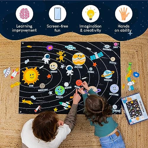BONNYCO Solar System for Kids Toys with 61 Felt Figures. Space Montessori Toys, Girls Boys Birthday Gifts Planets. Felt Board for Toddlers Story, Educational Kids Gifts 3 4 5 6 7 8 Years, Christmas - Image 5