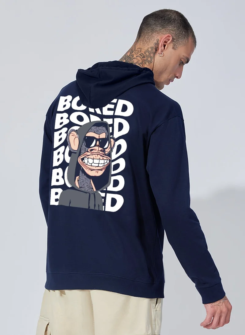 Maniac  Maniac Mens Printed Hooded Neck Full Sleeve Navy and White Cotton Sweatshirt for Men | Best Price UAE
