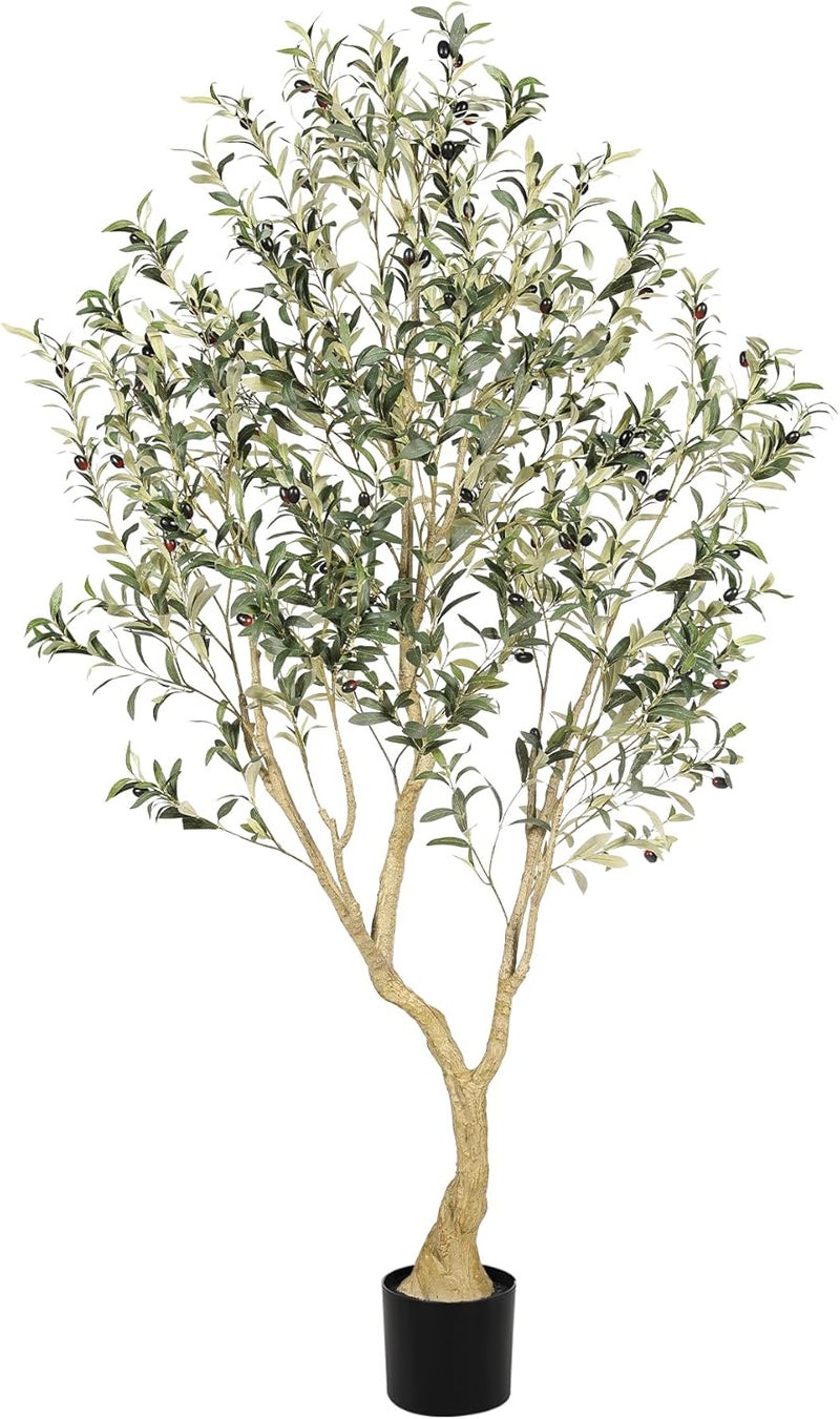LYERSE All-round unified build Olive Tree 6ft - Olive Trees Artificial Indoor with Large Olive Branches and Lifelike Fruits - Faux Olive Tree for Modern Home Office House Living Room Decor Shop & home all-space compatible - Image 1