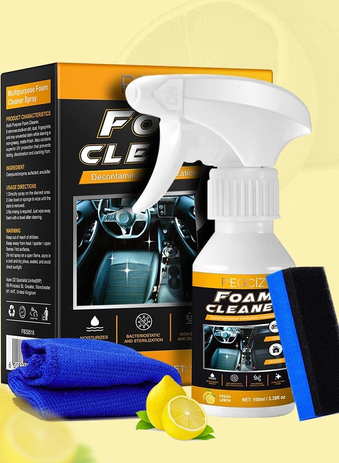 Pegciz 100ml Foam Cleaner of Car and House Interior Detailer Cleaner for Cars Cleans All Interior Car Surfaces Matt Finish Removes Stuck on Dirt Dust Multipurpose Foam Cleaner Spray - Image 1