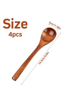 Generic Wooden Spoons Set of 4, Lotus Wood, 14.3 x 3cm, Ideal for Cooking and Serving  - Image 2