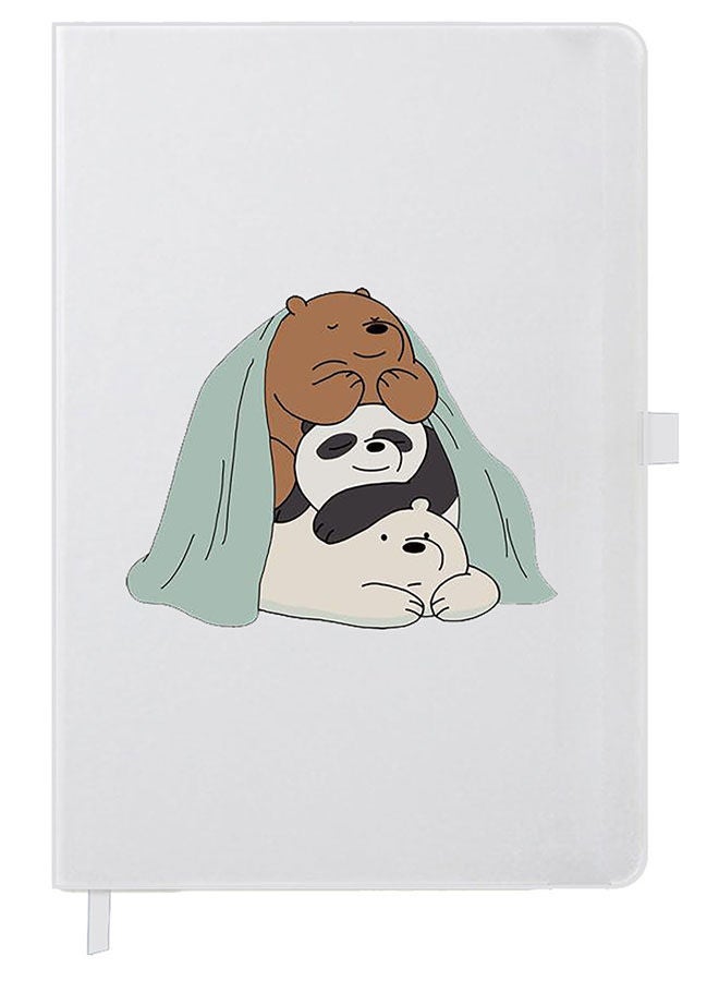 Theodor Designer A5 Thick White Hardcover Notebook 3 Panda Sitting - Image 1