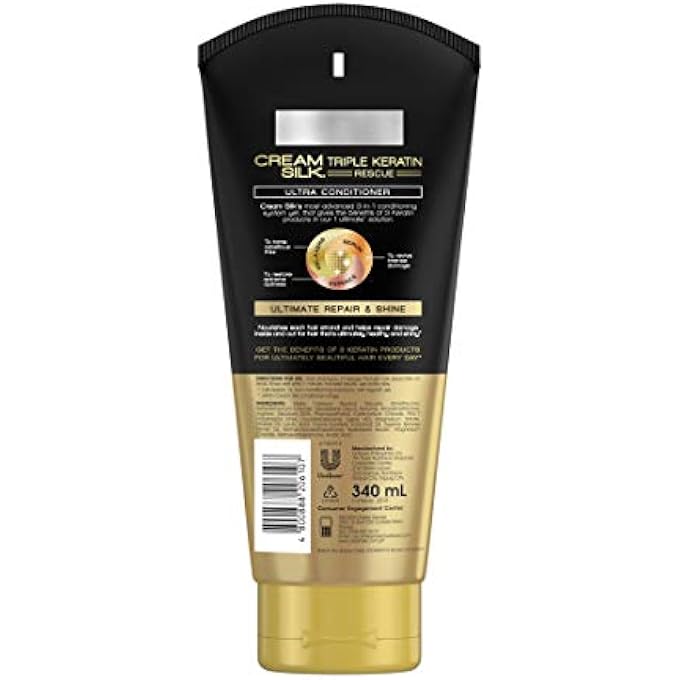 Cream Silk TRIPLE KERATIN RESCUE ULTIMATE REPAIR & SHINE CONDITIONER, 340 ML - Image 2