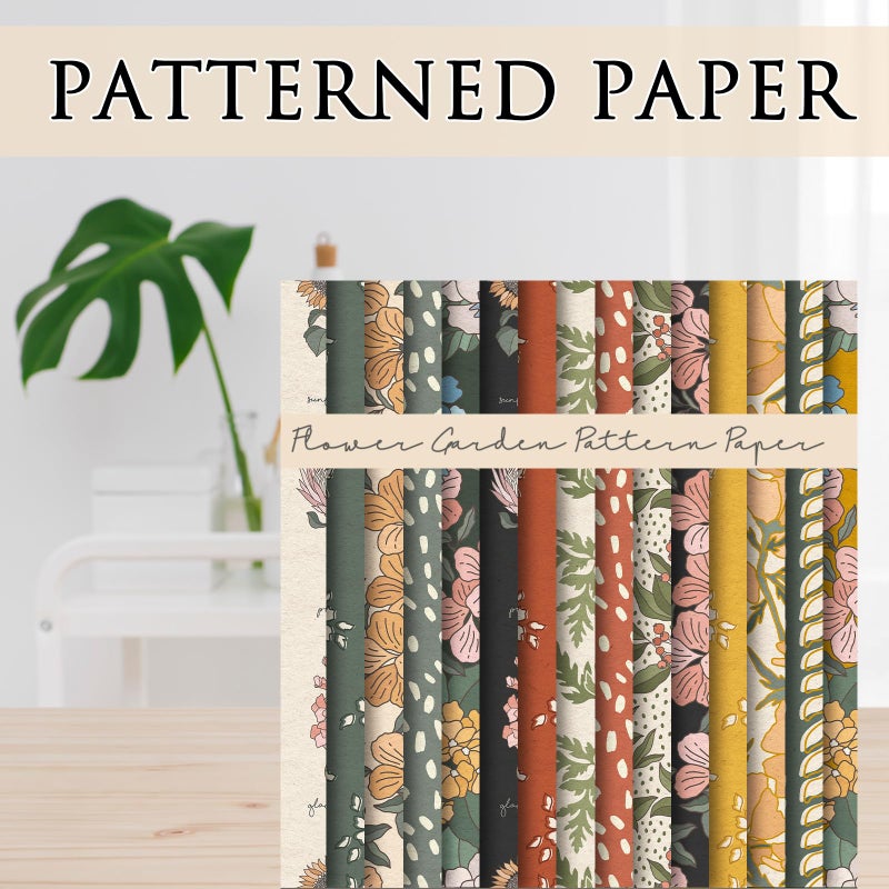 Whaline 30Pcs Floral Garden Pattern Paper Vintage Flower Botanic Scrapbook Specialty Double Sided Floral Decorative Craft Paper For DIY Card Making Photo Album Journal Decor, 11.8 x 11.8 Inch - Image 4