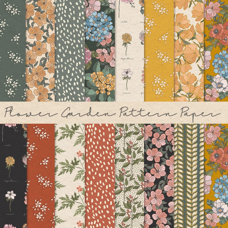 Whaline 30Pcs Floral Garden Pattern Paper Vintage Flower Botanic Scrapbook Specialty Double Sided Floral Decorative Craft Paper For DIY Card Making Photo Album Journal Decor, 11.8 x 11.8 Inch - Image 1