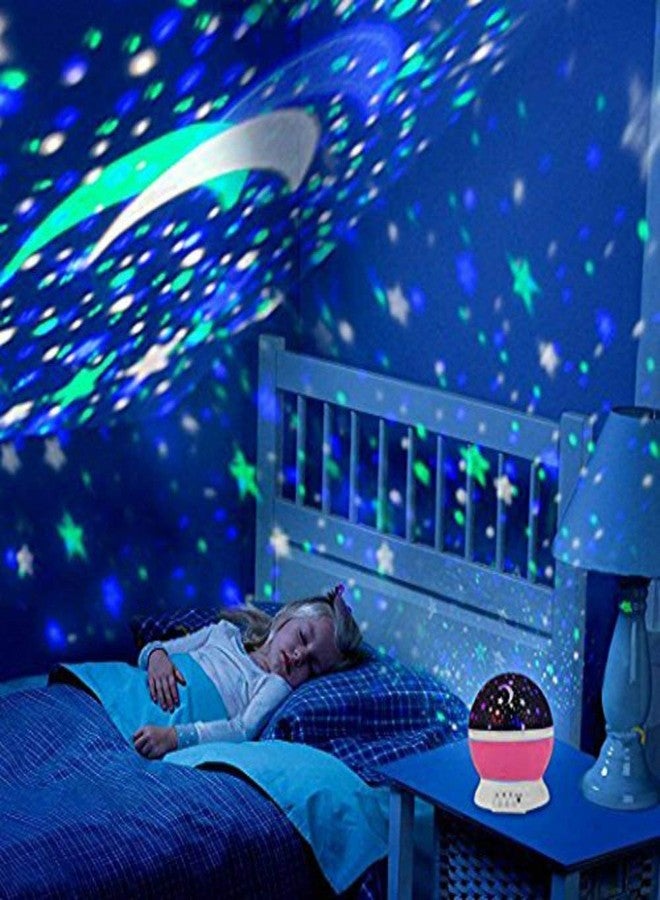TJ Plastic Kids Moon Star Projector Night LED Light Toys For 2-8 Year Old Girls Gifts 360 Degree Rotation And 8 Light Changing, Best Gifts For 4-6 Year Old Girls Birthday (Multicolor, Pack Of 1) - Image 1