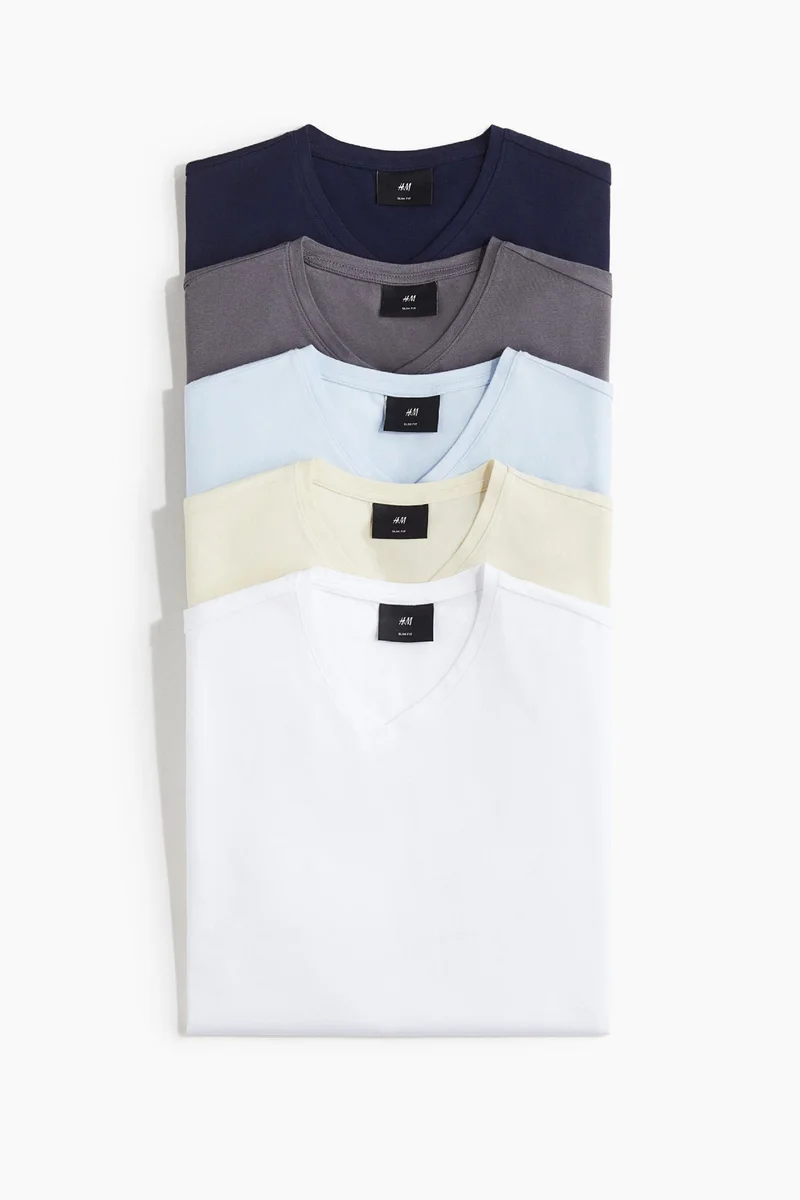H&M 5-pack Slim Fit V-neck T-shirt