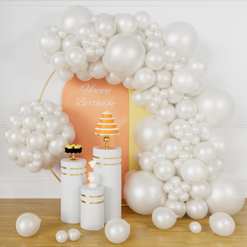 KUULBELA Pearl White Balloons Different Sizes 5 10 12 18 Inch 134 Pcs White Balloon Garland Arch Kit Royal White Latex Balloons for Birthday Wedding Baby Shower Party Decorations Pearl white - Image 2