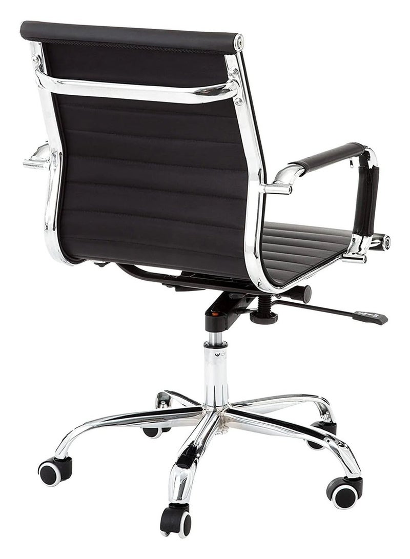 كاليبر كرسي كاليبر إجنايت متوسط ​​الظهر - تنجيد فاخر من جلد البولي يوريثان، وآلية قفل متزامنة قابلة للتعديل بأربع زوايا، وإطار متين مطلي بالكروم، وسهولة في الحركة مع عجلات من النايلون. - Image 3