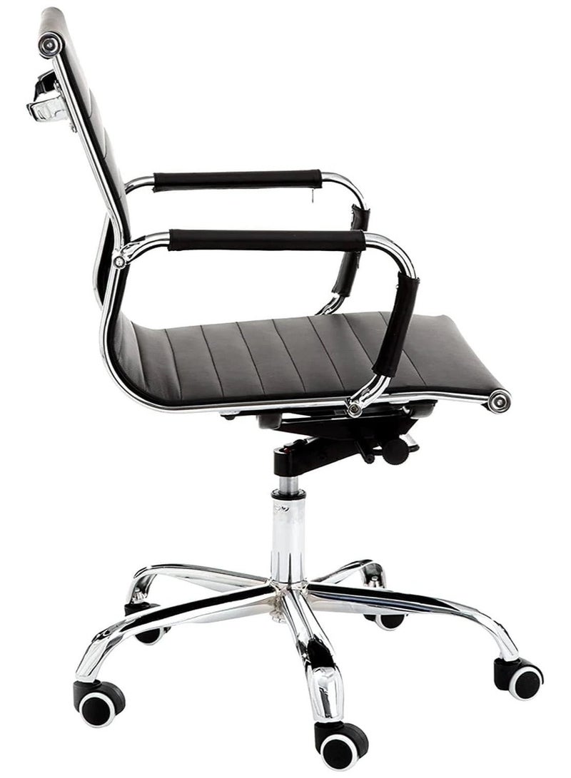 كاليبر كرسي كاليبر إجنايت متوسط ​​الظهر - تنجيد فاخر من جلد البولي يوريثان، وآلية قفل متزامنة قابلة للتعديل بأربع زوايا، وإطار متين مطلي بالكروم، وسهولة في الحركة مع عجلات من النايلون. - Image 2