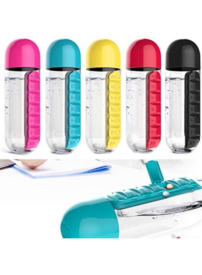 Kevibuy 7-Day Water Bottle with Pill Organizer Case 20 oz | Weekly Pill Holder Reminder Box for Vitamin/Fish Oil/Supplement | Medication Holder with Daily Marker for Sport and Travel 2 in 1 (Red) - Image 5