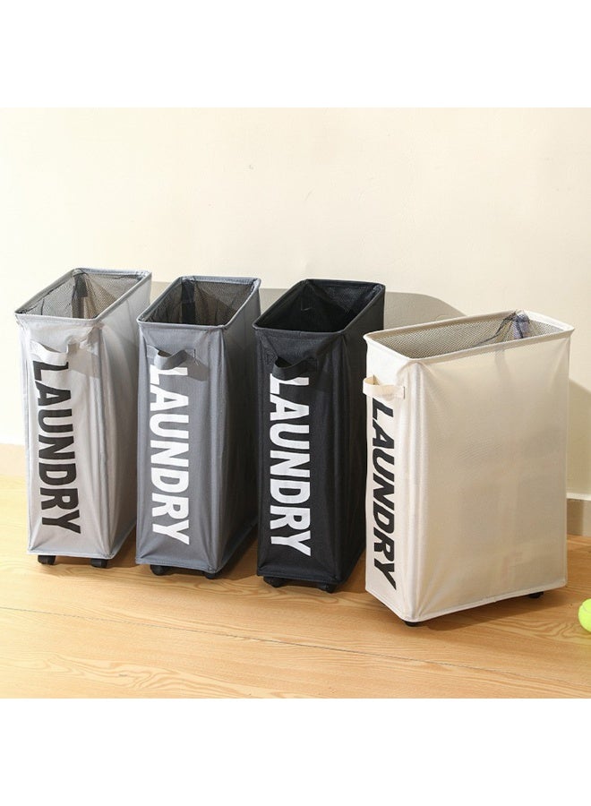Foldable Laundry Basket with Wheels and Handles Waterproof Cube Slim Corner Storage Bin Hamper For Bathroom and Bedroom Dirty Cloth Toy Yoga Fitness Equipment Shelf - Image 3