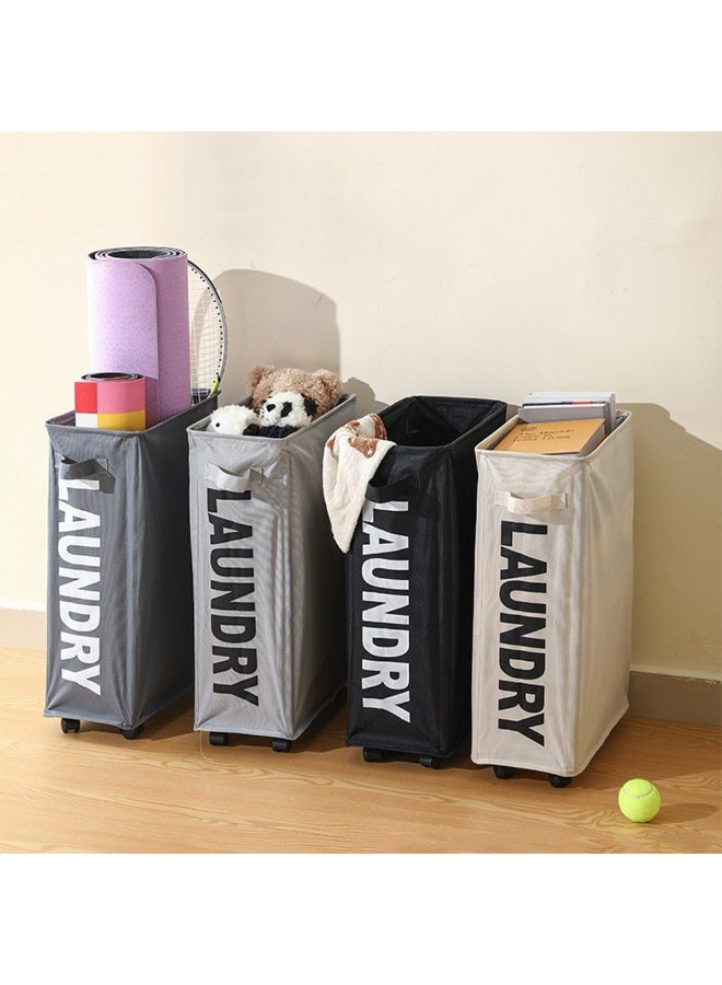 Foldable Laundry Basket with Wheels and Handles Waterproof Cube Slim Corner Storage Bin Hamper For Bathroom and Bedroom Dirty Cloth Toy Yoga Fitness Equipment Shelf - Image 4