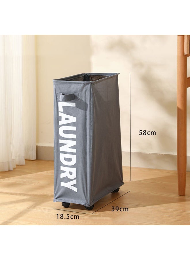 Foldable Laundry Basket with Wheels and Handles Waterproof Cube Slim Corner Storage Bin Hamper For Bathroom and Bedroom Dirty Cloth Toy Yoga Fitness Equipment Shelf - Image 1