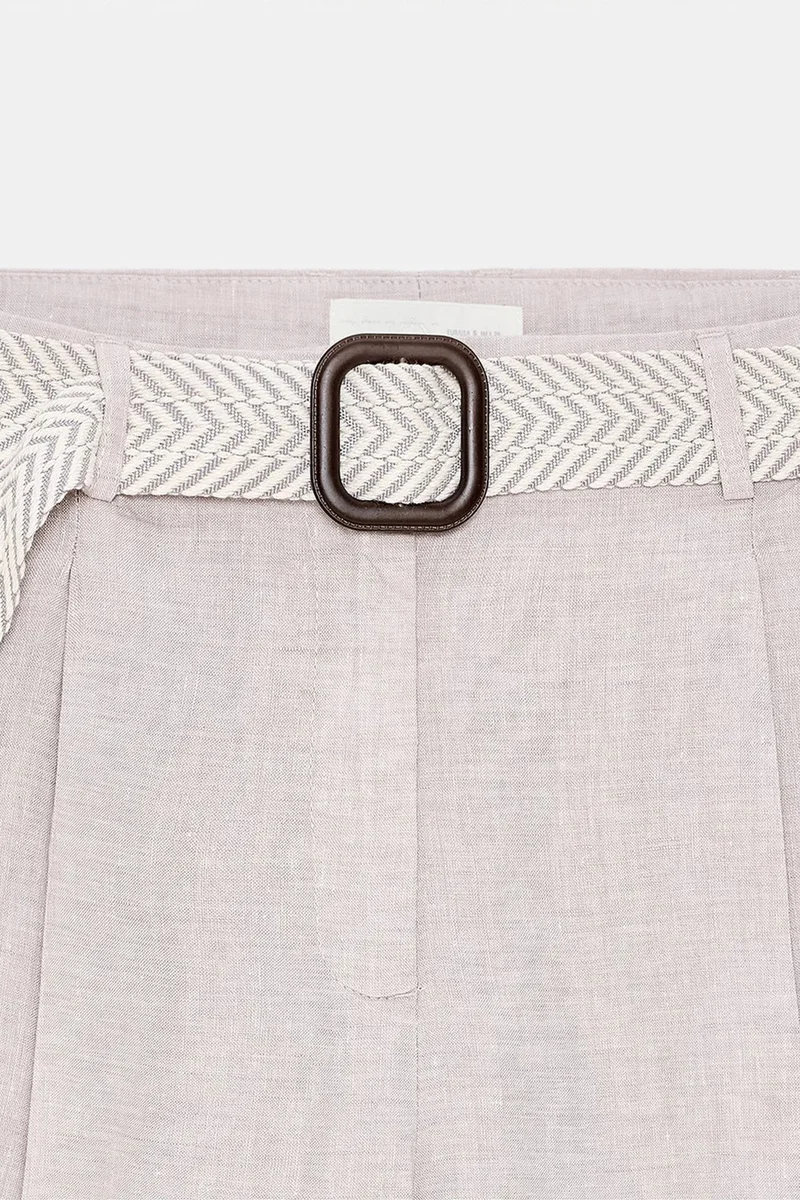 Dilvin Stone Natural DILVIN Women's Linen High-Waist Tailored Shorts for Women | Best Price UAE