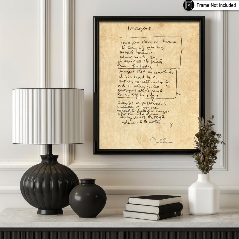 Poster Master Vintage Imagine Print - Retro Music Poster - Lyrical Draft Art - Gift for Artist, Singer - Handwritten Typography Design - Decor for Living Room, Office or Studio - 8x10 UNFRAMED Wall Art - Image 3