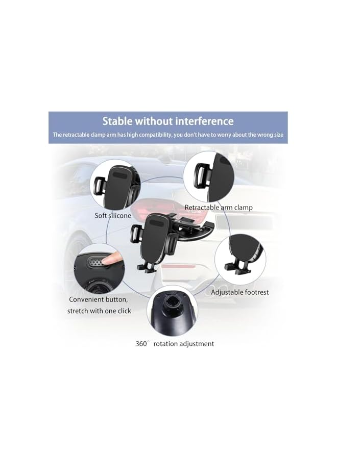 Green Tiger Car Phone Holder for CD Slot, Cell Phone Mount for CD Player, 360 Degree Rotatable Auto Phone Mount, Magnetic or One Button Release, Compatible with All iPhone, Android, Smartphones - Image 3