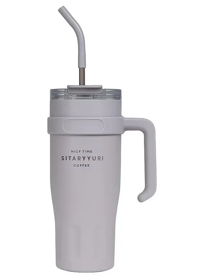 Mobcos 40oz Stainless Steel Tumbler with Handle – Leakproof, Insulated Travel Mug with Lid &amp; Straw – Reusable Double-Wall Vacuum Cup for Hot &amp; Cold Drinks for Girls and Boys for Outdoor (Grey)