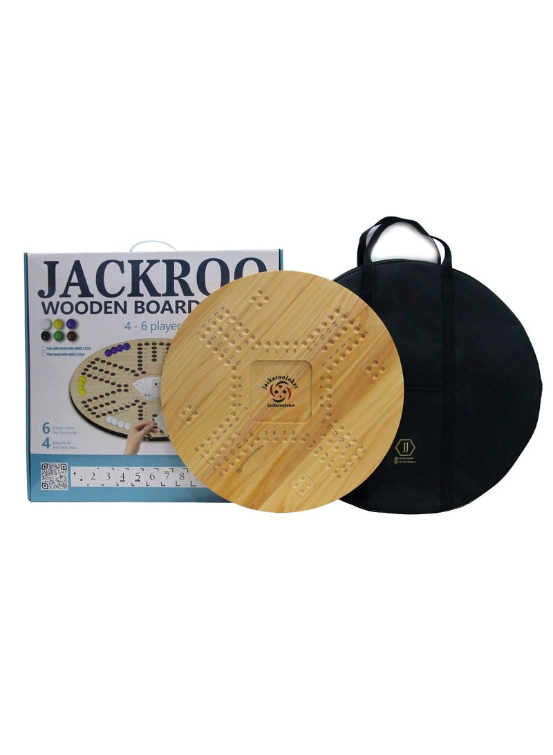 جاكارو جوكر لعبة جاكاروا ثنائية الوجه من خشب الصنوبر الصلب لـ 4 و 6 لاعبين، جانبان جاكاروا مع كرات زجاجية، بطاقات لعب وحقيبة حمل - Image 1