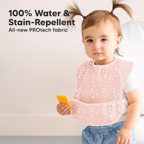KeaBabies 3Pack Waterproof Baby Bibs for Eating Lightweight Toddler Feeding Bibs with Large Food Catcher Mess Proof FoodGrade Baby Eating Essentials Easy to Put On Clean Fleur - Image 3