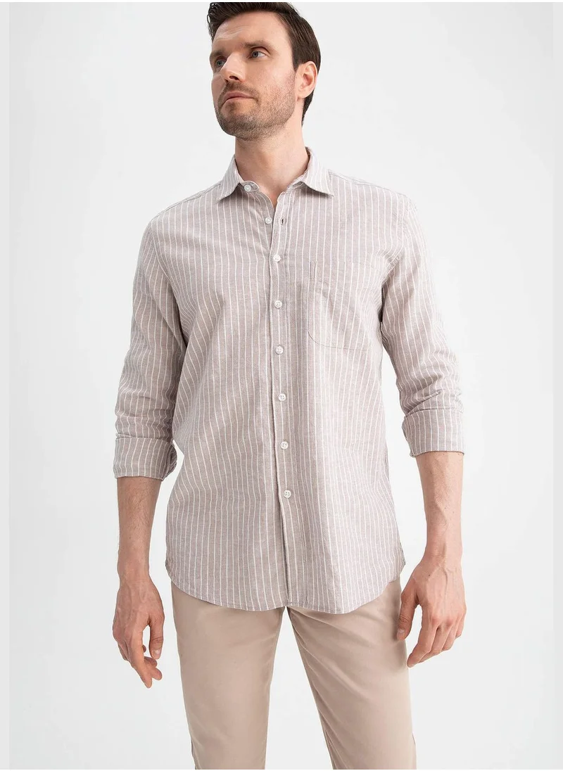 DeFacto Regular Fit Long Sleeve Striped Shirt