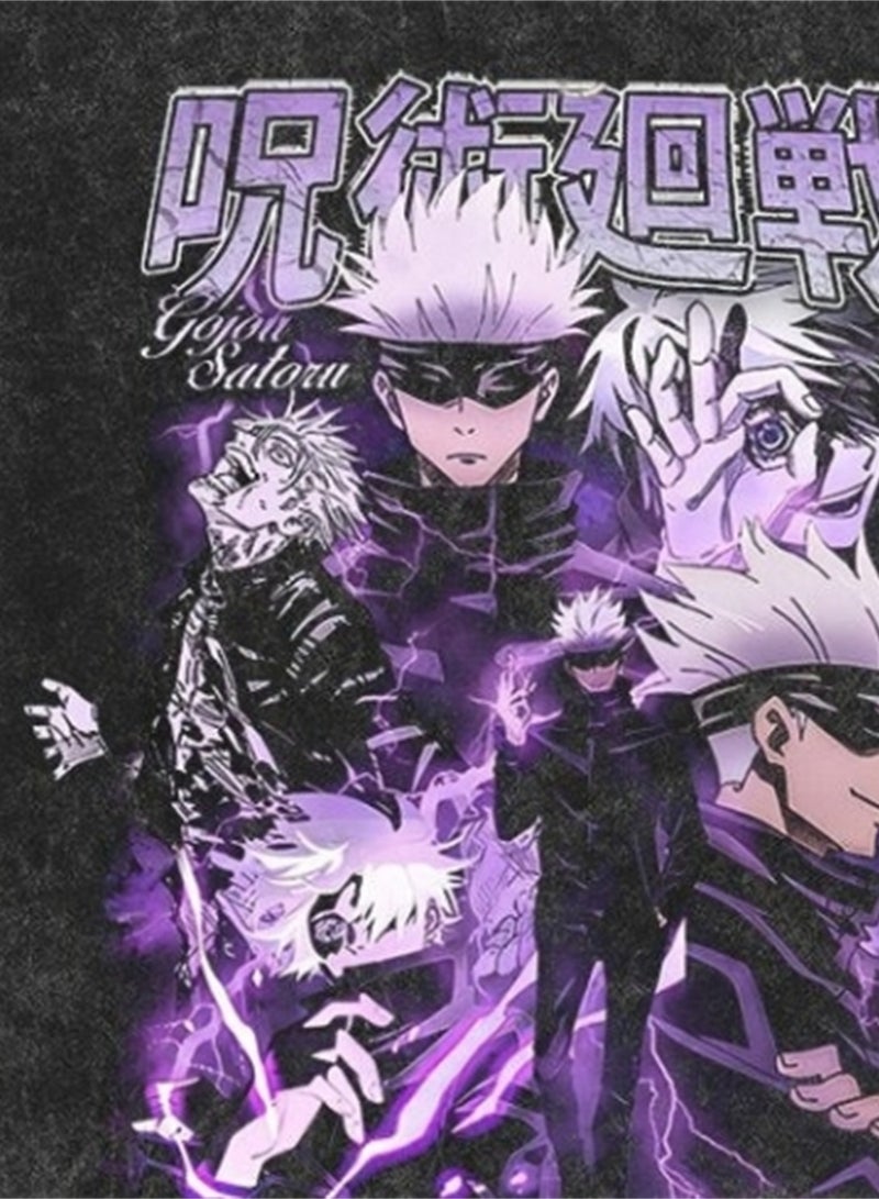 Washed retro T-shirt street hip hop anime Jujutsu Kaisen casual cotton summer short sleeves - Image 3