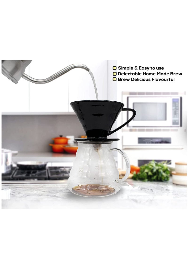 MIBRU V60 Ceramic Dripper 1-4 Cup Made of High Fired Ceramic Material Pour Over Coffee Maker Slow Brewing Home Office Cafe Strong Flavour Brewer Black Size 02 - Image 5