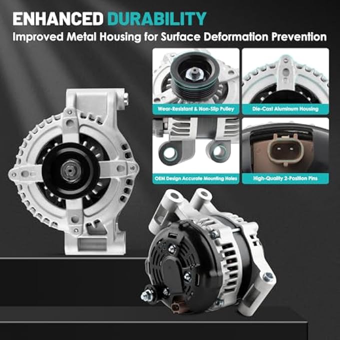 Farrme 11113 Car Alternators 160 Amp, 6-Groove Pulley Fit for Chrysler 300 2005-2007, for Dodge Charger, Magnum 2006-2007 2.7L 3.5L 5.7L 6.1L SRT SRT8 Automotive Replacement Alternators 04896805AB - Image 5