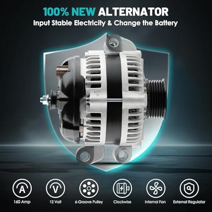 Farrme 11113 Car Alternators 160 Amp, 6-Groove Pulley Fit for Chrysler 300 2005-2007, for Dodge Charger, Magnum 2006-2007 2.7L 3.5L 5.7L 6.1L SRT SRT8 Automotive Replacement Alternators 04896805AB - Image 3