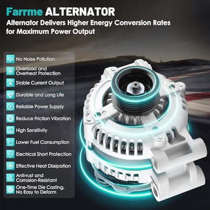 Farrme 11113 Car Alternators 160 Amp, 6-Groove Pulley Fit for Chrysler 300 2005-2007, for Dodge Charger, Magnum 2006-2007 2.7L 3.5L 5.7L 6.1L SRT SRT8 Automotive Replacement Alternators 04896805AB - Image 4