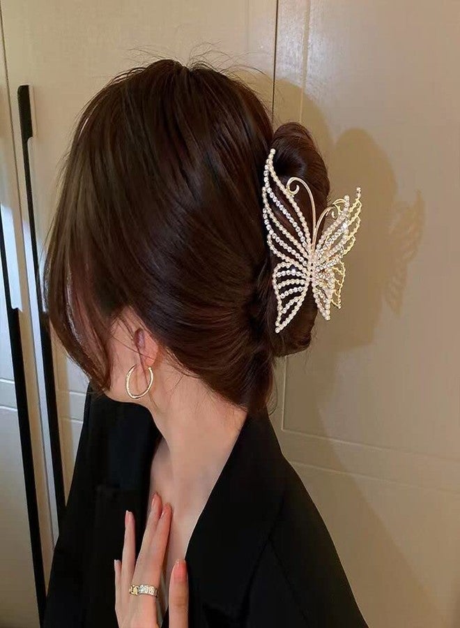 Samyak Pearl Luxury Designer Bling Studded Rhinestone Hair Claw Clutcher | Butterfly Clip | Pins | Barrette Jaw Clamp Hair Accessories For Wedding Bridal Women Accessories - Image 3