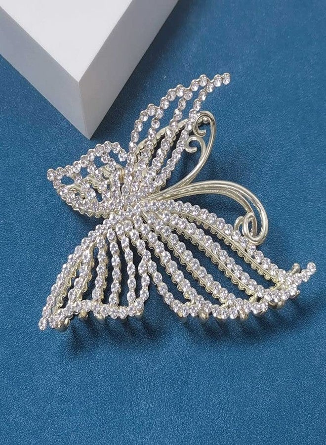 Samyak Pearl Luxury Designer Bling Studded Rhinestone Hair Claw Clutcher | Butterfly Clip | Pins | Barrette Jaw Clamp Hair Accessories For Wedding Bridal Women Accessories - Image 4