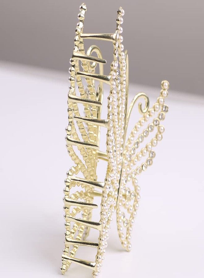 Samyak Pearl Luxury Designer Bling Studded Rhinestone Hair Claw Clutcher | Butterfly Clip | Pins | Barrette Jaw Clamp Hair Accessories For Wedding Bridal Women Accessories - Image 5