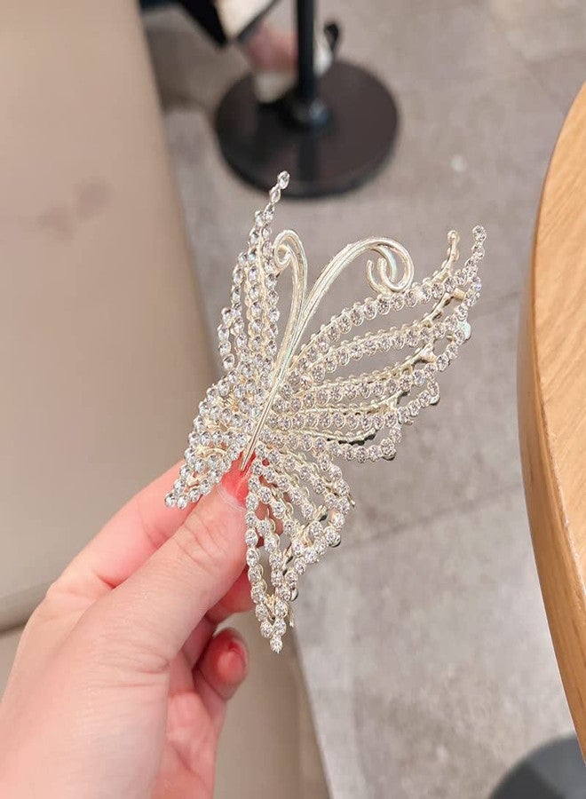 Samyak Pearl Luxury Designer Bling Studded Rhinestone Hair Claw Clutcher | Butterfly Clip | Pins | Barrette Jaw Clamp Hair Accessories For Wedding Bridal Women Accessories - Image 2