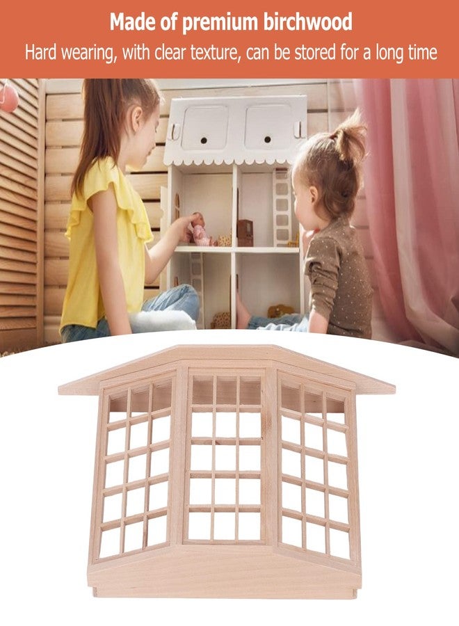 Srdh Dollhouse Bay Window, 1:12 Miniature Dollhouse Furniture 24 Pane Wooden Window, Mini Doll House Furniture Window Model Decoration for DIY Doll House - Image 2