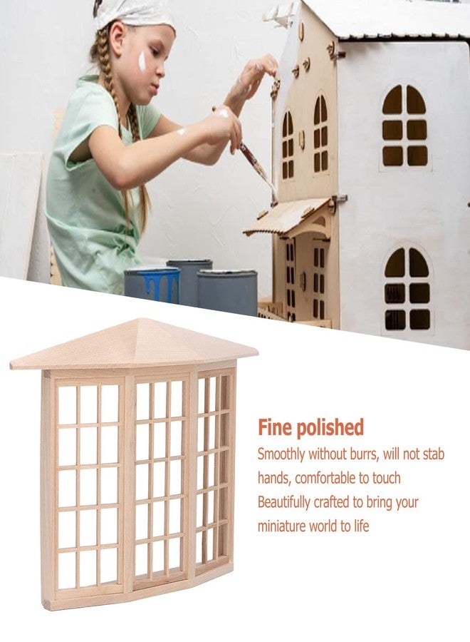 Srdh Dollhouse Bay Window, 1:12 Miniature Dollhouse Furniture 24 Pane Wooden Window, Mini Doll House Furniture Window Model Decoration for DIY Doll House - Image 3