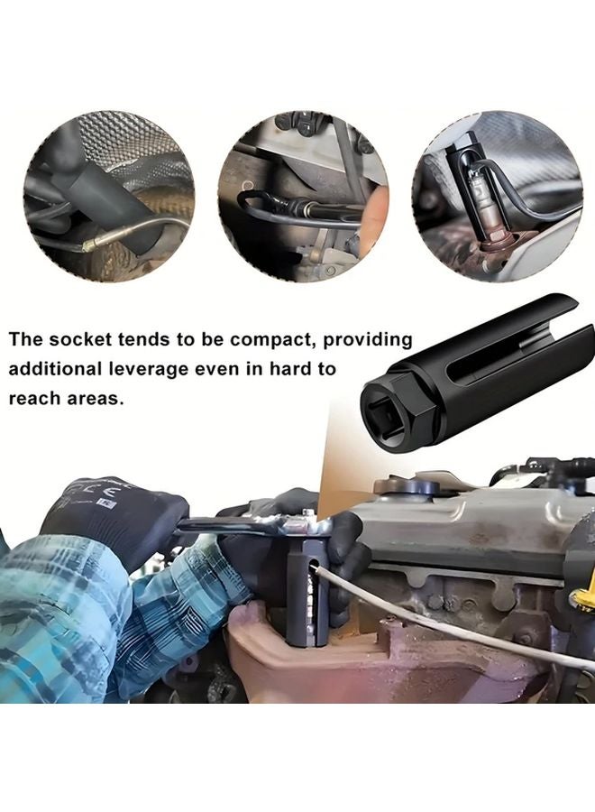 Silver 22mm Oxygen Sensor Socket Wrench 3 8 Drive Anti Slip Grip Universal Joint - Image 3