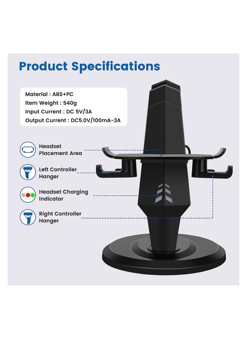 KASTWAVE - VR Stand, VR Headset Charging Dock Display Stand, Touch Controllers Accessories for Oculus Quest, Quest 2,Rift, Rift S, Valve Index, Black - Image 1