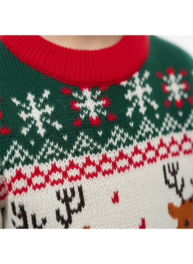 babyqlo Unisex Green Reindeer Fair Isle Christmas Sweater - Image 4