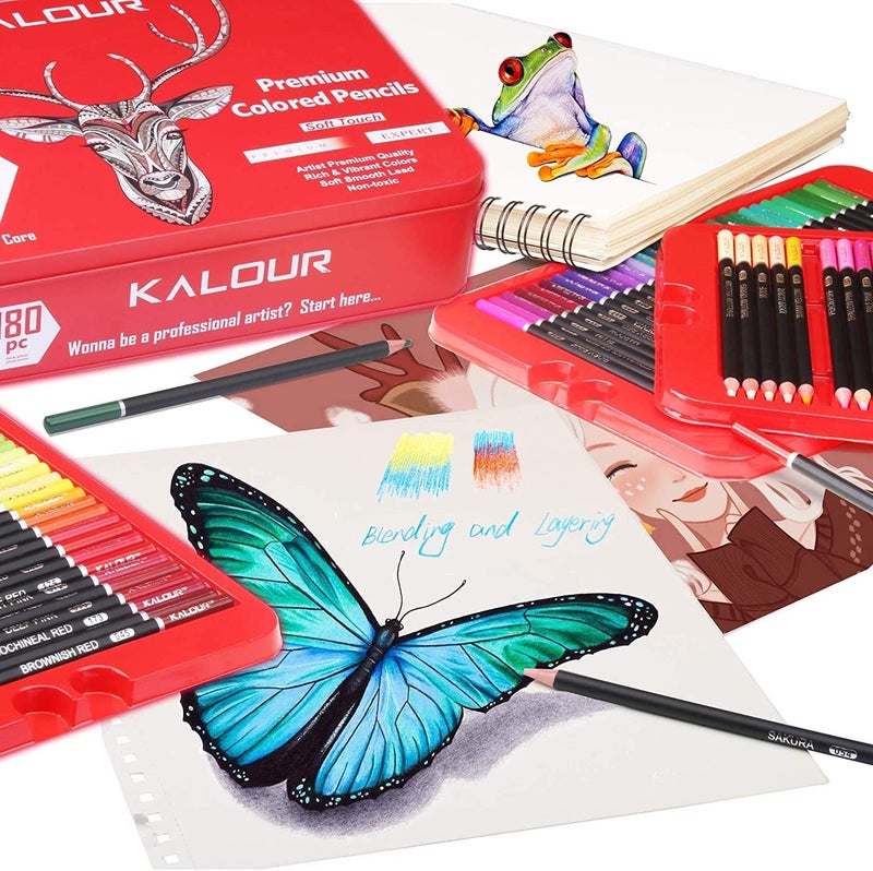 KALOUR Artists Premium Colour Pencil Set in Elegant Tin Box -180 Colour Pencil 3.8 mm Soft Core Pencil… - Image 2